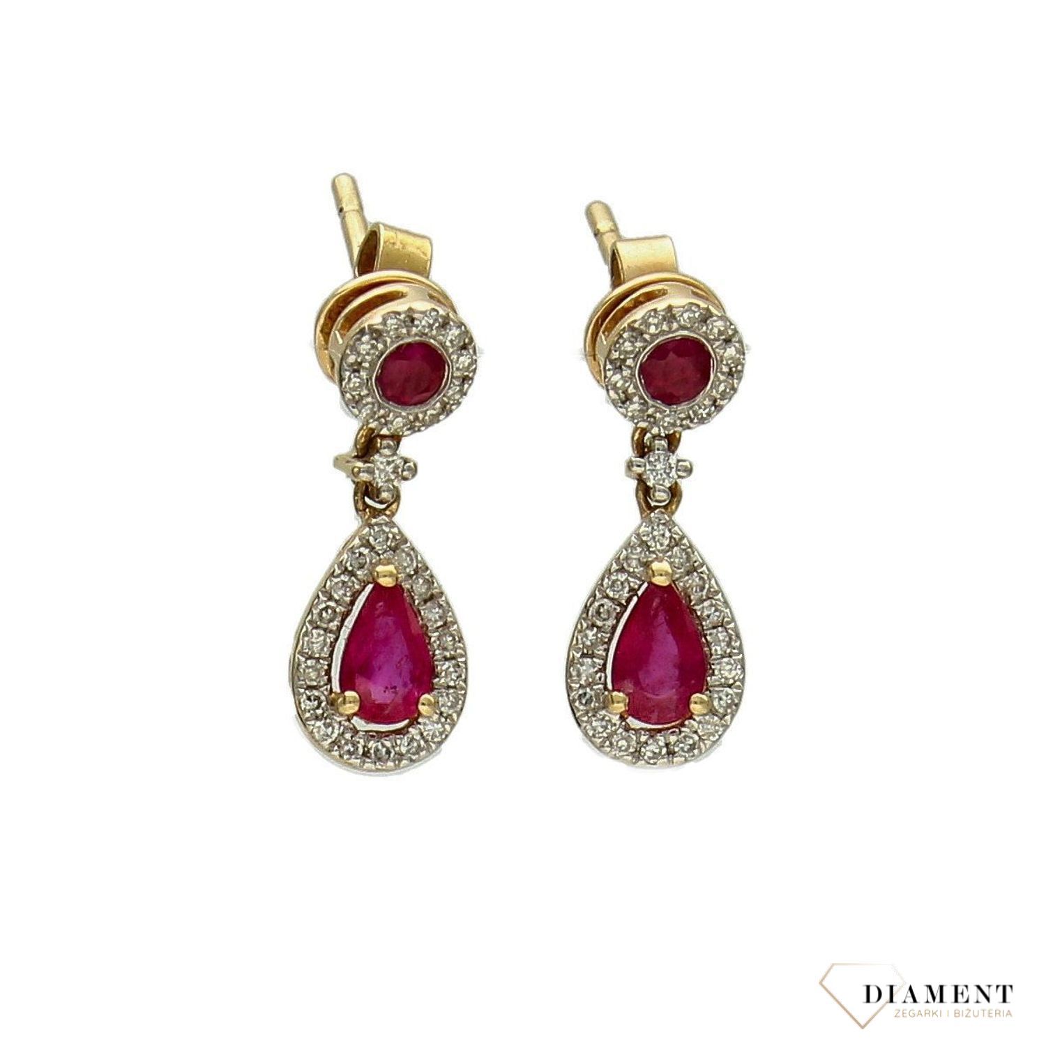 Kolczyki złote DIAMENT rubin, diamenty 60027072 HSI.jpg